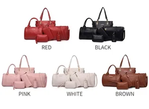 Collection of 6-piece quilted handbag sets in five various elegant colors