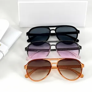 Μοντέρνα γυαλιά ηλίου aviator 2025 με διπλή γέφυρα και ρετρό διαβαθμισμένους φακούς