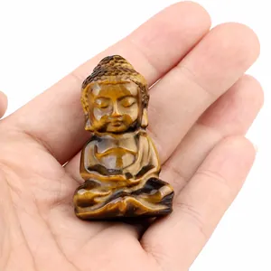 Handgeschnitzte Baby-Buddha-Figur aus natürlichem Tigerauge für Tisch und Heimdekoration