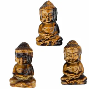 Natur-Tigerauge-Stein Baby Buddha Figuren für Heim- und Büro-Schreibtischdekoration