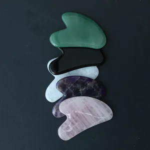 Ensemble professionnel de massage Gua Sha en pierre naturelle en forme de cœur, 5 couleurs