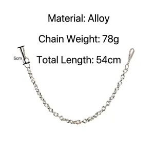 Detailed macro view of a punk style skull trouser chain with 54cm length and 78g weight