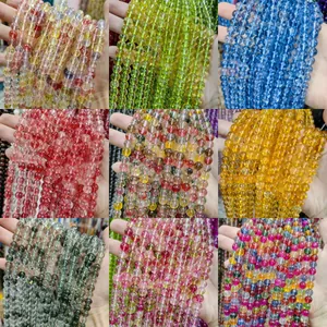 Vibrant multi-color glass ghost crystal round beads for DIY jewelry making strands