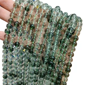 Green phantom quartz style glass crystal beads for DIY jewelry making loose bead strands