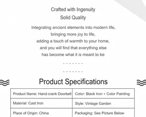 Detailed specifications for the retro cast iron rooster garden hand bell decor
