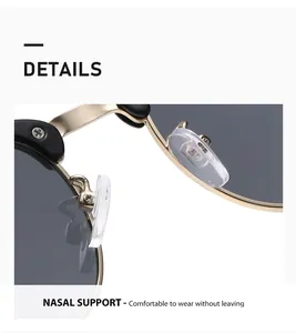 Close-up of comfortable silicone nose pads on stylish retro sunglasses