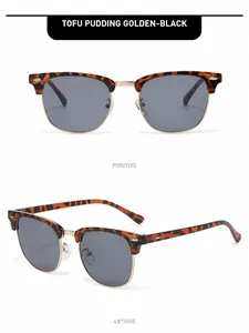 Klassische 3016 Sonnenbrille im Clubmaster-Stil mit Schildpatt-Rahmen und grauen Gläsern