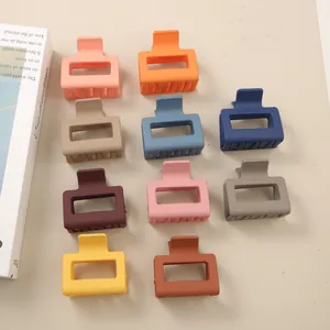 Sammlung von 5 cm großen mattierten quadratischen Haarklammern in zehn Farben