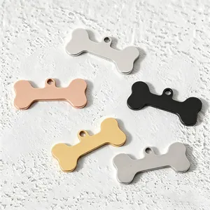 Stainless Steel Bone Shaped Pet ID Tag Keychain Personalized Metal Dog Tag For Collars Polished Brushed Metal Identification Accessories