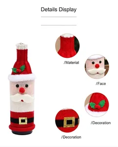 Dettagli della trama del copribottiglia di vino a maglia di Babbo Natale rosso