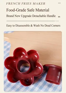 Detailansicht der roten blumenförmigen Donut-Form mit abnehmbarem Griff-Funktion.