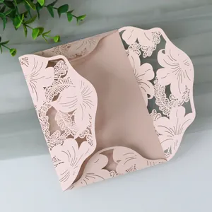 Elegant laser-cut hollow floral invitation card for weddings and premium business events
