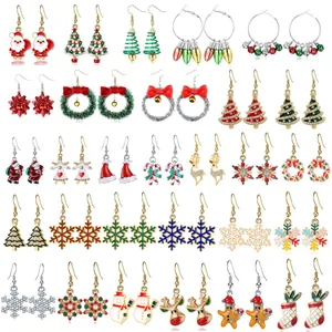 Weihnachten Emaille Tropfen Ohrringe Set Für Damen Legierung Strass Weihnachtsmann Weihnachtsbaum Zuckerstange Rentier Schmuck
