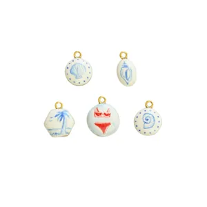 Zomerse strand thema keramische bedels met 18K vergulde sluitingen voor DIY sieraden