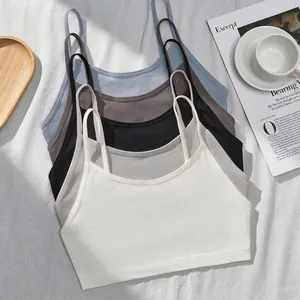 Soutien-gorge Caraco Sans Couture pour Adolescentes Puberté Respirant Sans Armature Haut Court en Maille Nervurée Lingerie