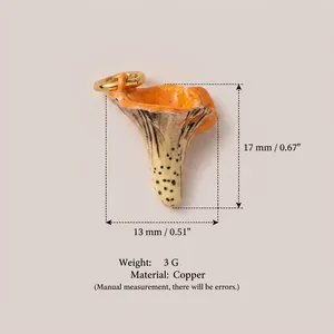 Colgante de hongo en cobre esmaltado naranja para proyectos de joyería hechos a mano