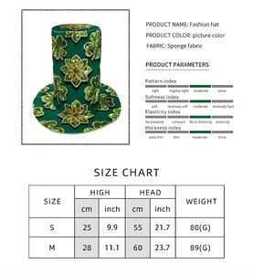 St. Patrick's Day green top hat with 3D clover print and sponge fabric detail chart