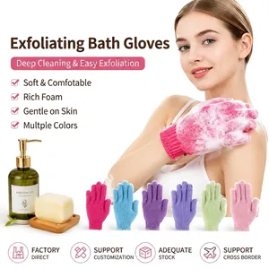 Guantes de baño exfoliantes para limpieza profunda y masaje en varios colores