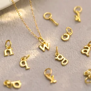 Pendentif En Argent Sterling 925 Lettre Initiale Minuscule Pour Collier DIY Alphabet Charm Lisse Bijoux De Mode Accessoire Pour Femmes