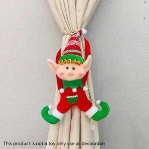 Sujetacortinas de elfo de Navidad de peluche para decoración festiva y estilo de ventana
