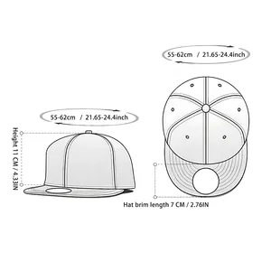Guide de mesure technique montrant les dimensions et les tailles de la casquette