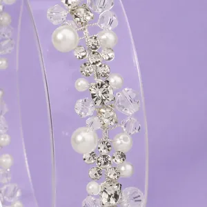 Serre-tête de mariée tissé à la main avec strass brillants et perles élégantes