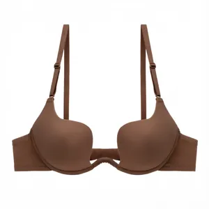 Sujetador push-up sin costuras con escote en U en color marrón para vestidos sin espalda.