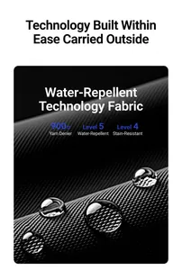 Detailansicht des 900D wasserabweisenden Gewebes mit Wassertropfen auf dem Rucksack