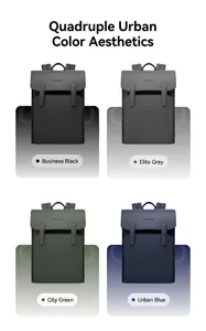 Vier Farbausführungen des minimalistischen Mark Ryden Laptop-Rucksacks in Rasteransicht