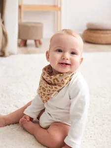 Soft pure cotton gauze baby triangle bib featuring a stylish leopard print pattern