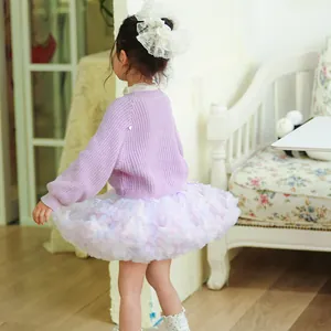 Beautiful light purple ruffled tulle tutu skirt for young girls' party wear