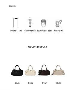 Detail view showing capacity items and color options for the vintage rivet tote bag