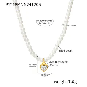 Collana di perle con pendente zircone a cuore dimensioni e peso specifiche dettagliate