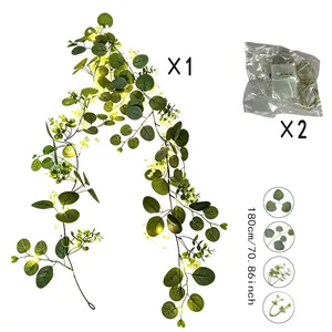 Künstliche Eukalyptus-Girlande mit LED-Leuchten 180cm für Hochzeitsdeko