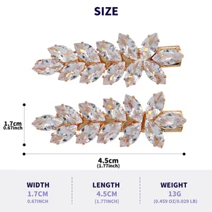 Product dimension and weight specifications for these marquise zircon wheat ear hair clips