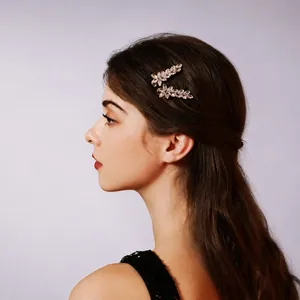 Korean Style Elegant Wheat Ear Zirconia Hair Clip For Women Wedding Sweet Alloy Duckbill Side Clip Fashion Hair Accessories