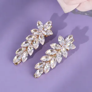 Elegant wheat ear hair clips with sparkling zircon for bridal and daily wear.