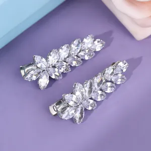 Sparkling wheat ear zircon hair clips with marquise crystals for elegant wedding updos