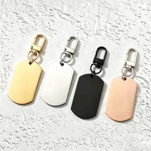 Llavero con Etiqueta de Perro de Acero Inoxidable Pulido Etiqueta de Identidad de Metal para Grabado DIY Accesorio de Moda Conmutador