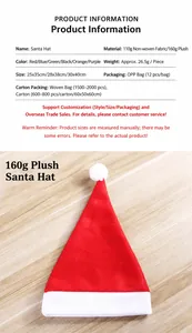 Detailed view of a classic red brushed fabric Santa hat on a light wooden surface