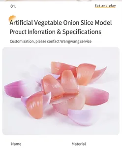 Macro detail of realistic purple simulation onion slice models for play kitchen sets.