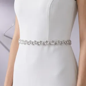 Ceinture de Mariée pour Robe de Mariée Faite à la Main en Strass Imitation Künstliche Perle Ruban de Satin pour Femme Accessoire de Robe de Soirée