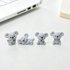 Juego de 4 lindas figuras de koala de resina en miniatura para decorar escritorios y paisajes DIY.
