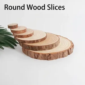 Natürliche Kiefernholz Scheiben Poliert Rund Holzscheiben Mit Baumrinde Für DIY Handwerk Weihnachten Dekoration Rustikale Holz Malerei Scheiben Für Fotografie Requisiten