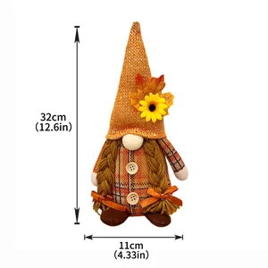 Detailed dimensions of autumn harvest festival gnome doll for Thanksgiving decor