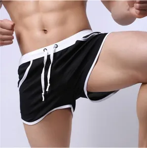 Close-up showing the breathable mesh texture of these men's black athletic shorts