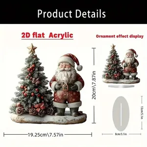 Detailed dimensions of 2D flat acrylic Santa Claus and Christmas tree garden ornament