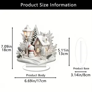 Dimensions détaillées de l'ornement de Noël en acrylique montrant le corps et la base