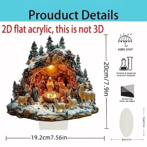 Détails de l'ornement de crèche de Noël 2D en acrylique plat avec dimensions