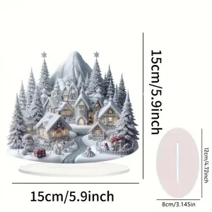 Dimensions détaillées du décor de table de village de Noël en acrylique plat 2D